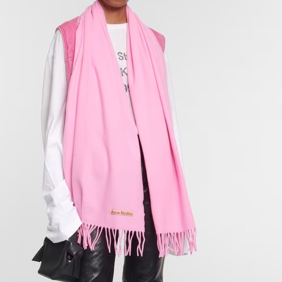 Acne Studios Wool Scarf (Pink) - Picture 3 of 7